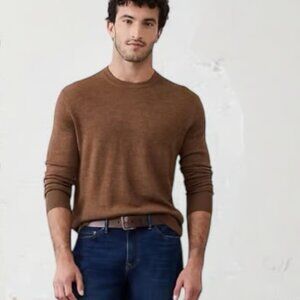 BANANA REPUBLIC Men's Italian Merino Yarn Brown LS Crewneck Classic Sweater XL